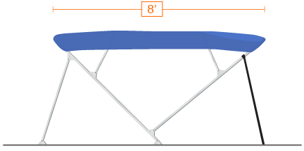 Seal Skin Covers Pontoon Bimini Top Replacement – 3 Or 4 Bow, 600D Blue Fabric W/ Boot