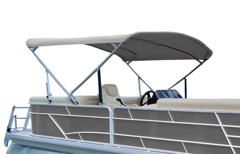 Summerset Pontoon Bimini Top by Eevelle Silver Mist Closeup